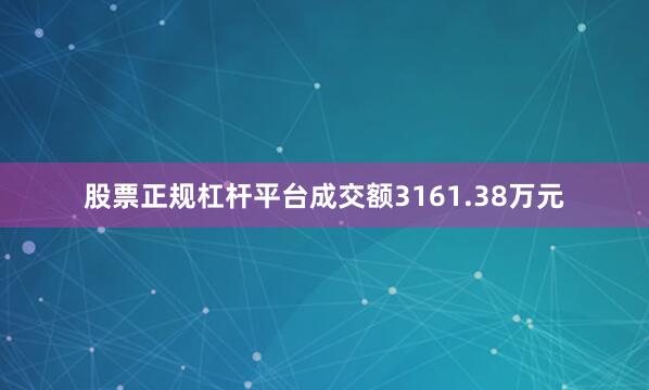 股票正规杠杆平台成交额3161.38万元