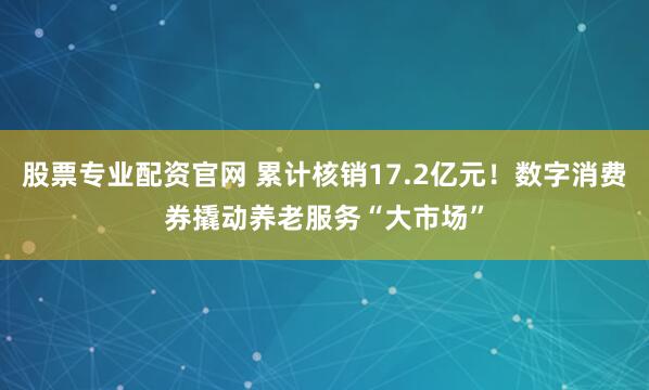 股票专业配资官网 累计核销17.2亿元！数字消费券撬动养老服务“大市场”