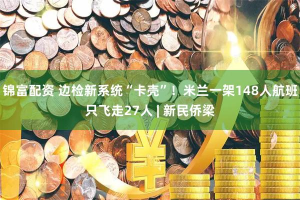 锦富配资 边检新系统“卡壳”！米兰一架148人航班只飞走27人 | 新民侨梁